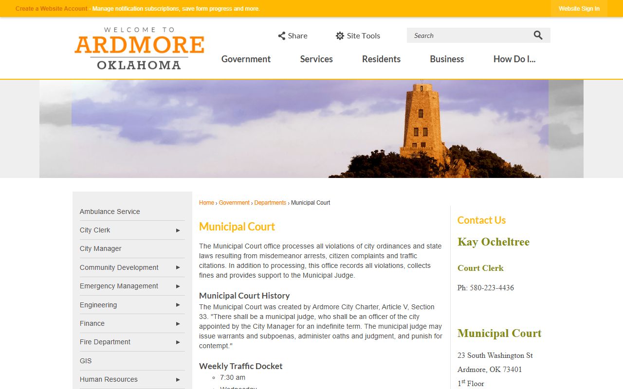 Ardmore municipal court payment portal for bankruptcy records research