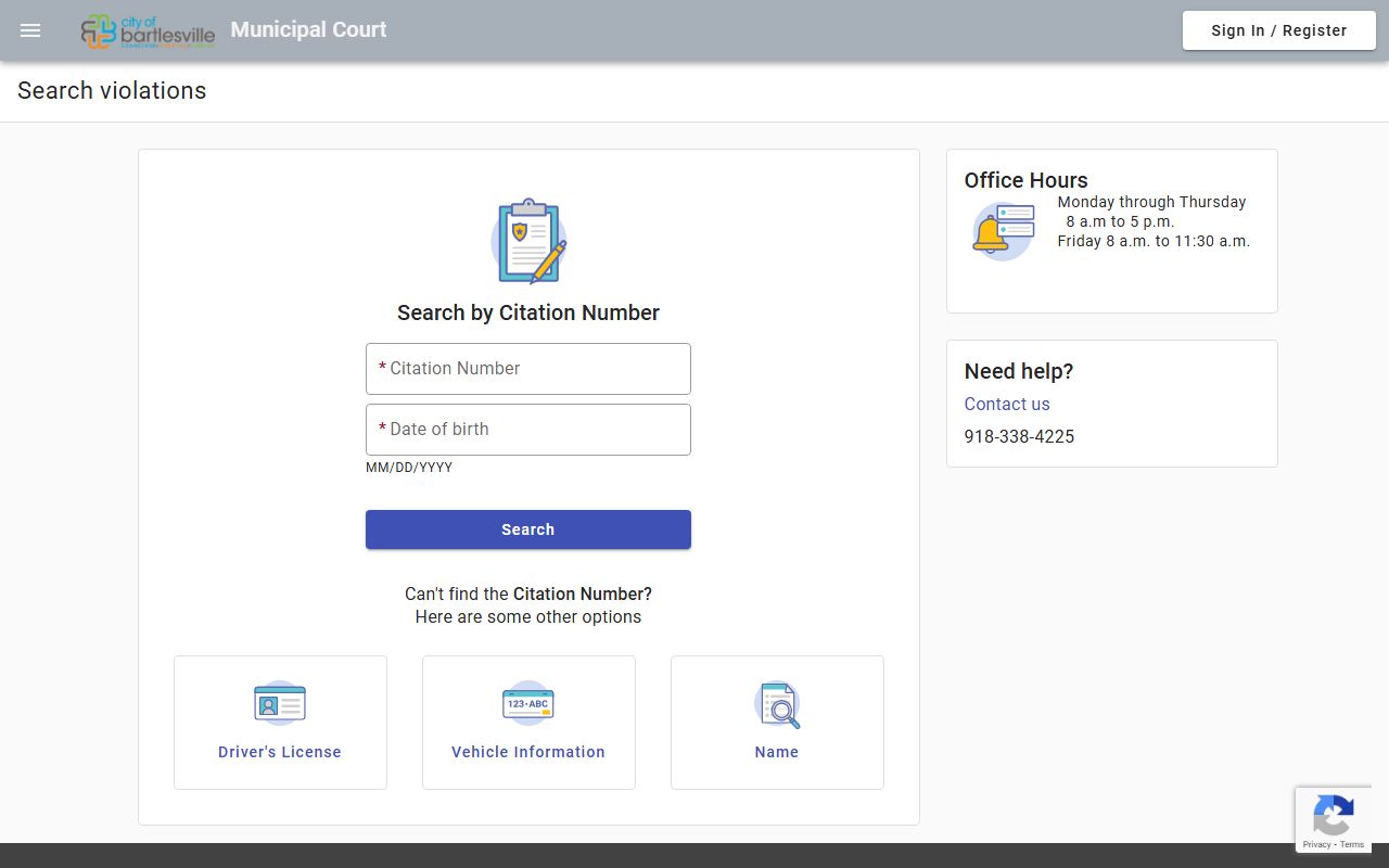 Bartlesville municipal court payment portal for bankruptcy records research
