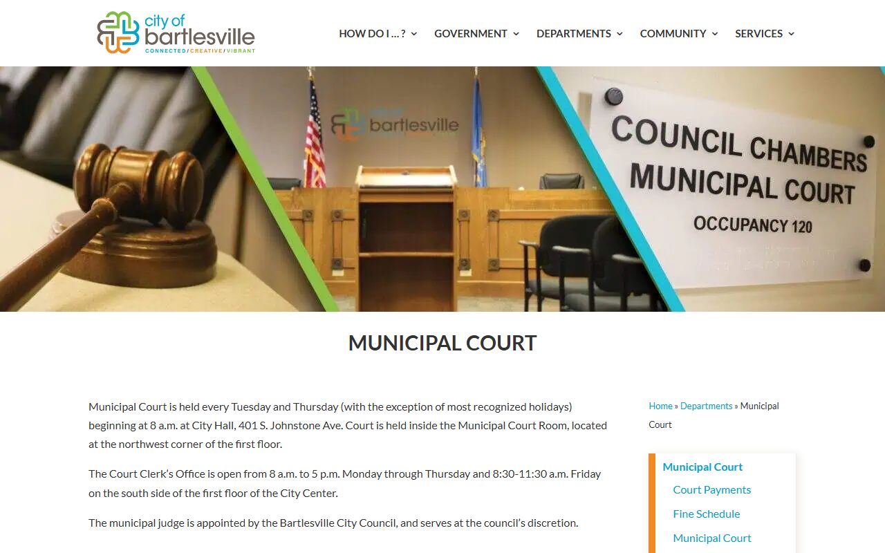 Bartlesville municipal court website for bankruptcy records