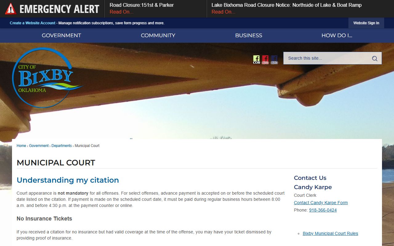 Bixby municipal court website for bankruptcy records