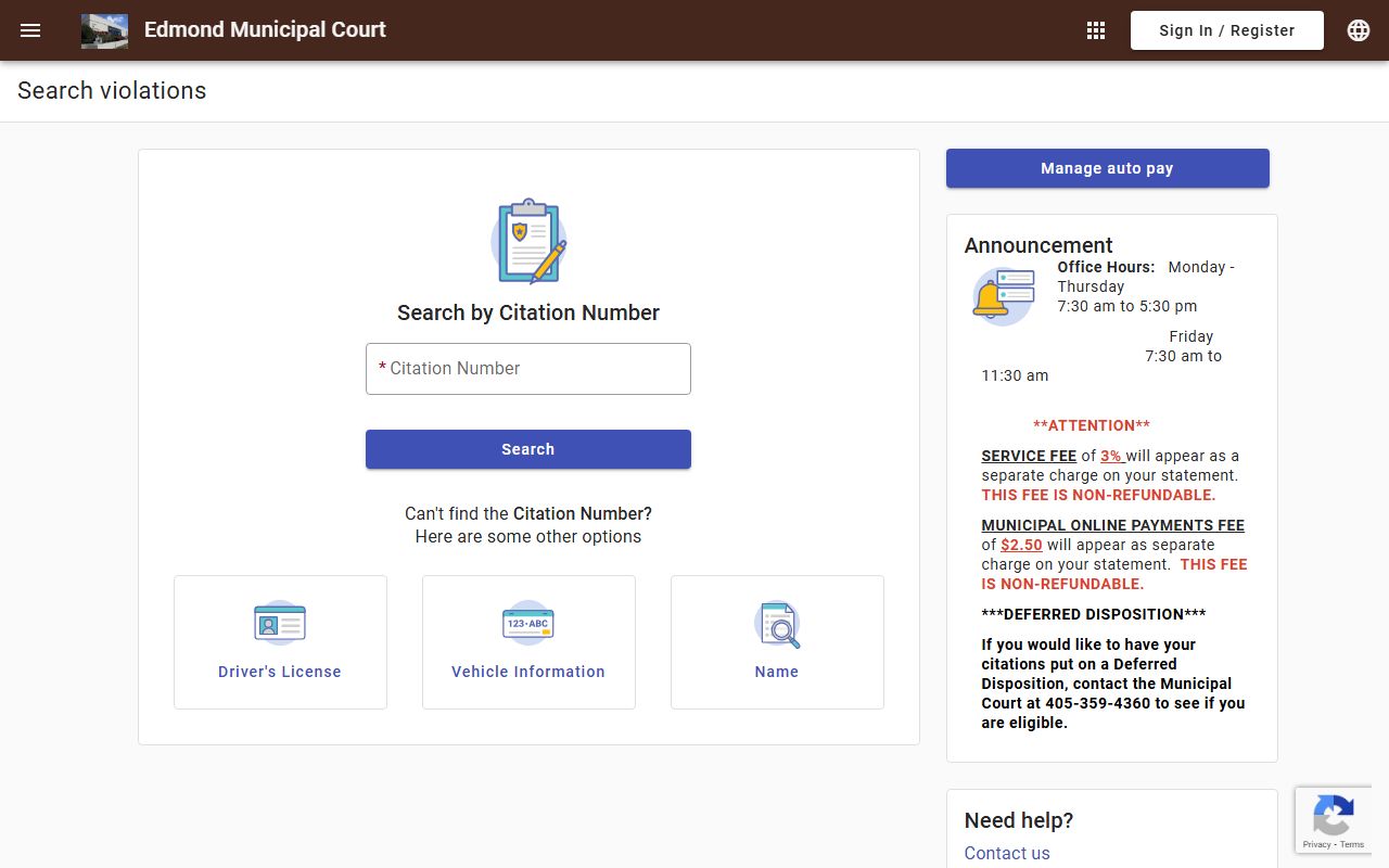 Edmond municipal court payment portal for bankruptcy records
