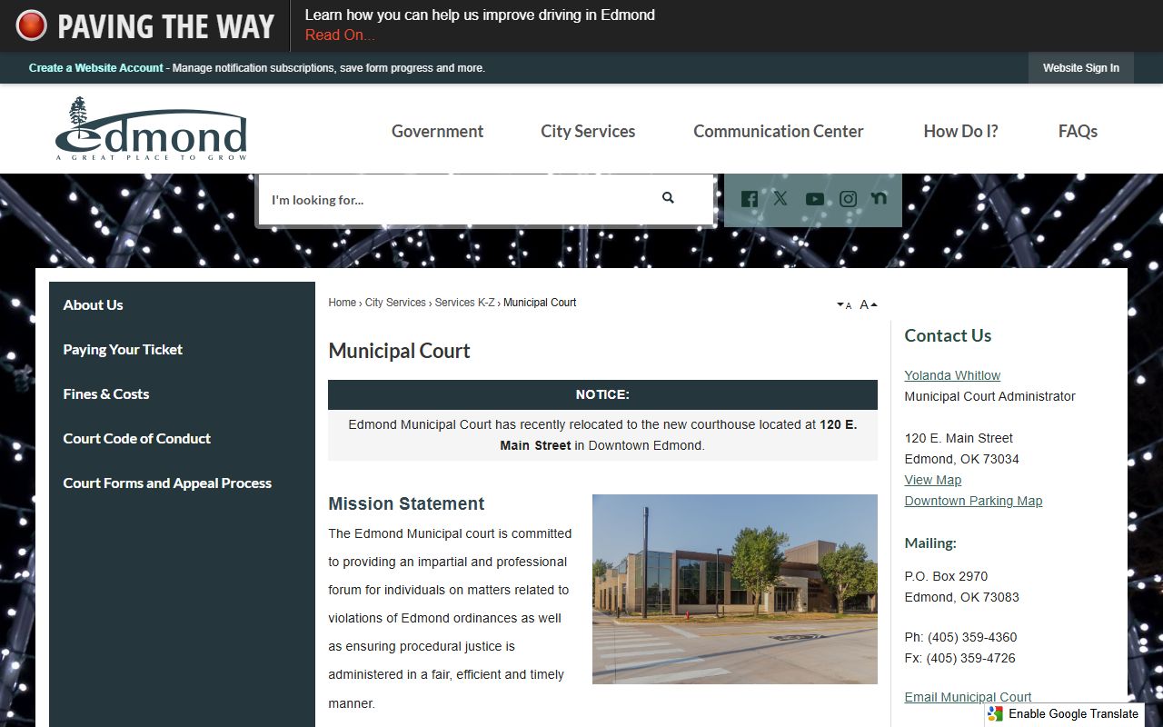 Edmond municipal court website for bankruptcy records
