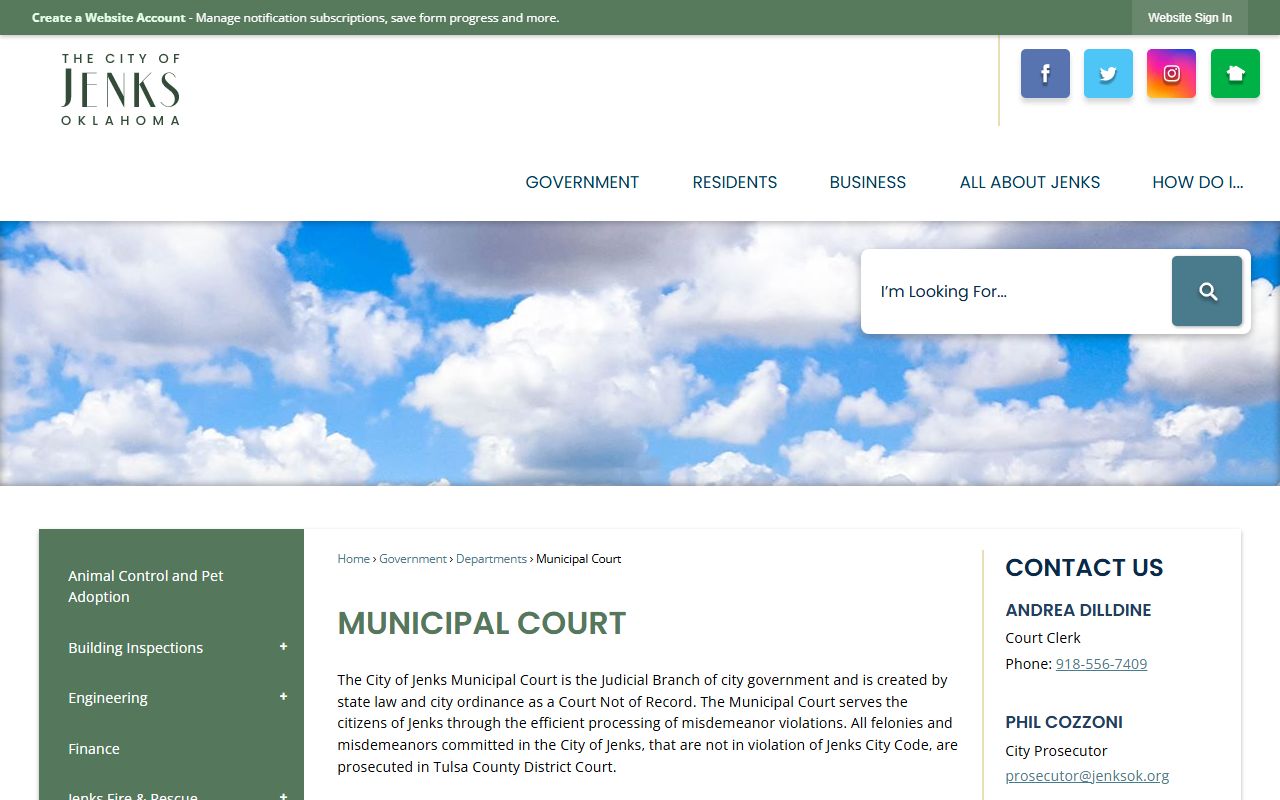 Jenks municipal court website for bankruptcy records research
