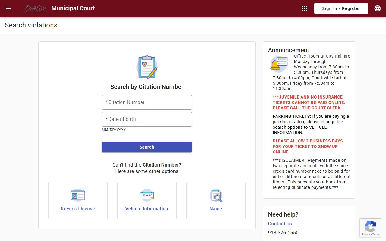 Owasso municipal court payment portal for bankruptcy records research
