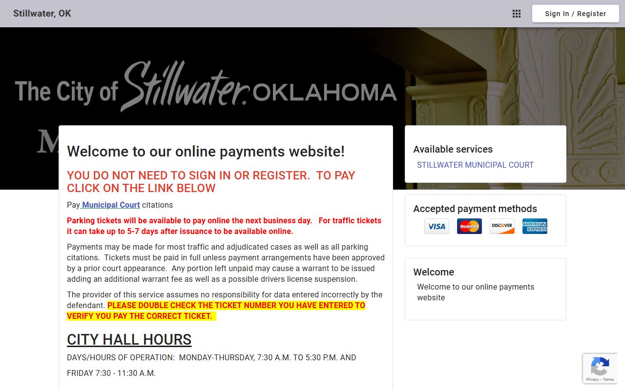 Stillwater municipal court payment portal for bankruptcy records research
