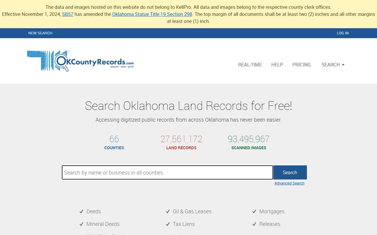Oklahoma County land records search portal for bankruptcy related property records