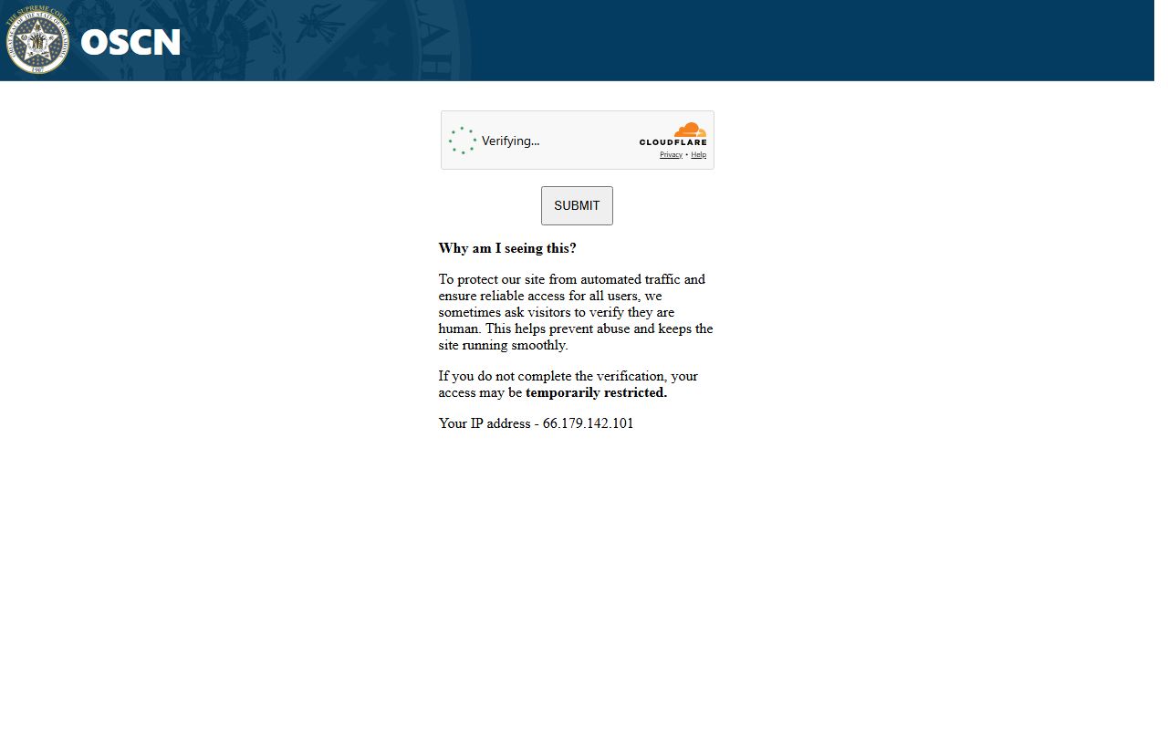 OSCN search page for Payne County court records and bankruptcy related filings