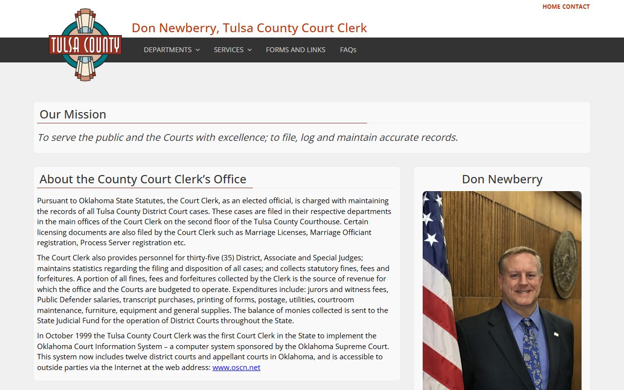 Tulsa County Court Clerk website for bankruptcy records